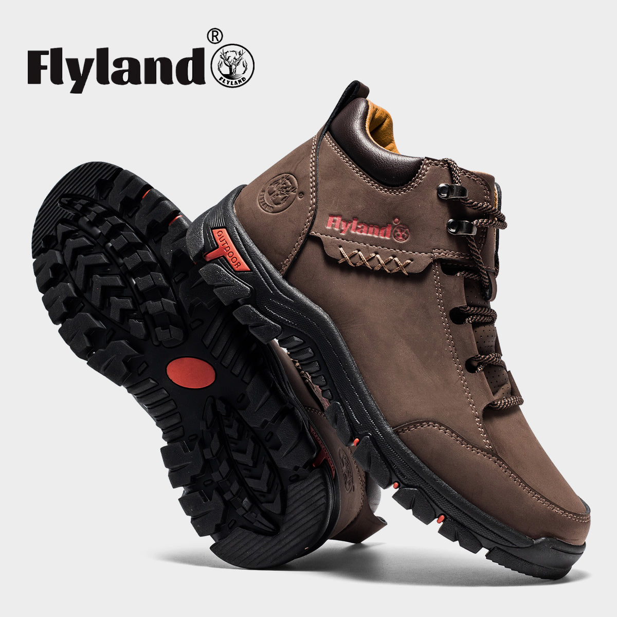 FLYLAND Men's Casual Leather Shoes Chukka Ankle Boots Handmade Fashion Shoes Non Slip Breathable Comfortable Mid Top for Driving Walking Outdoor