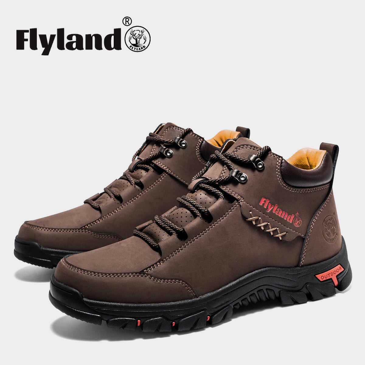 FLYLAND Men's Casual Leather Shoes Chukka Ankle Boots Handmade Fashion Shoes Non Slip Breathable Comfortable Mid Top for Driving Walking Outdoor