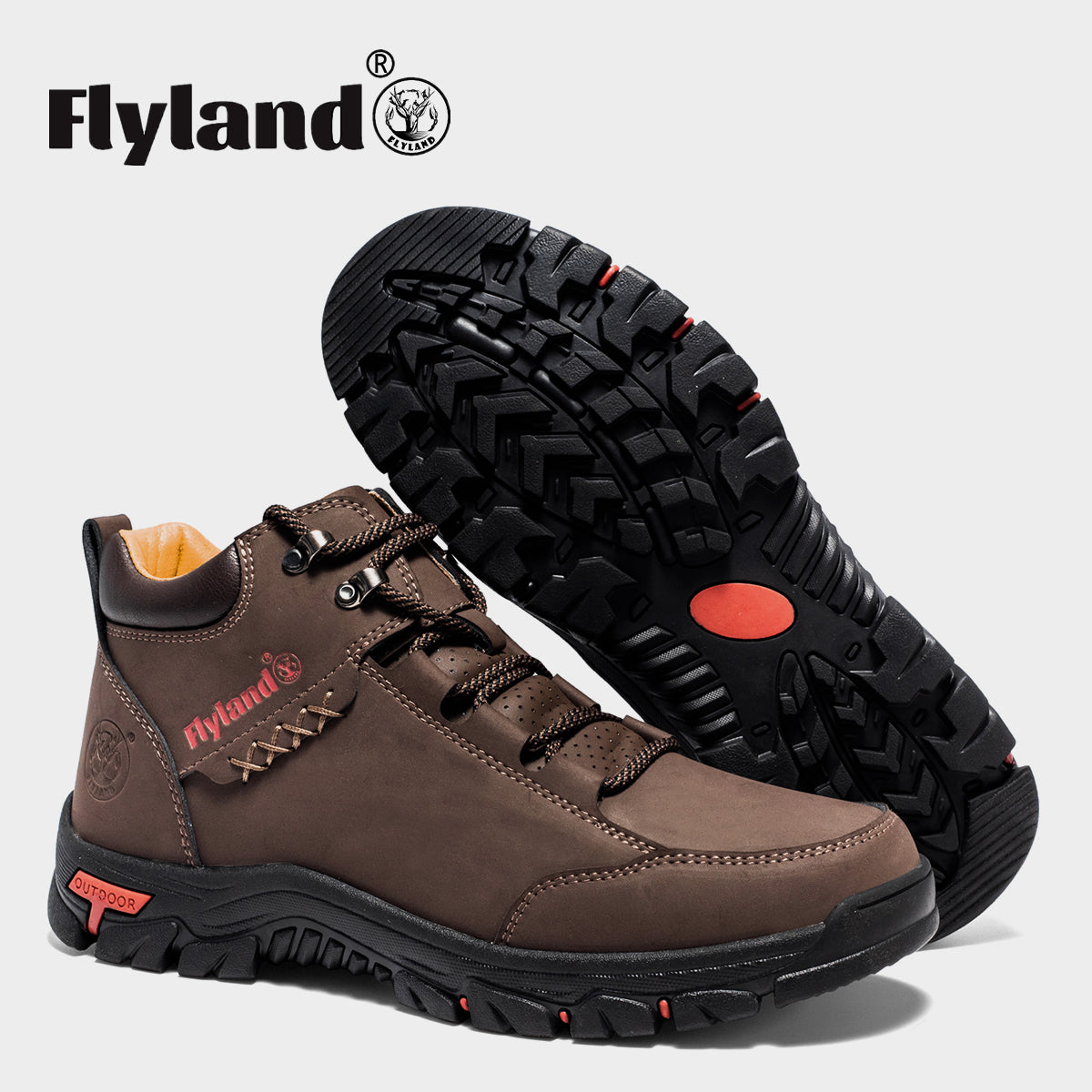 FLYLAND Men's Casual Leather Shoes Chukka Ankle Boots Handmade Fashion Shoes Non Slip Breathable Comfortable Mid Top for Driving Walking Outdoor