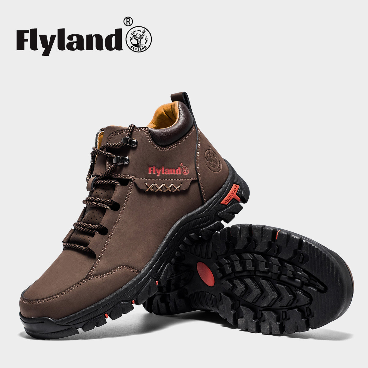 FLYLAND Men's Casual Leather Shoes Chukka Ankle Boots Handmade Fashion Shoes Non Slip Breathable Comfortable Mid Top for Driving Walking Outdoor