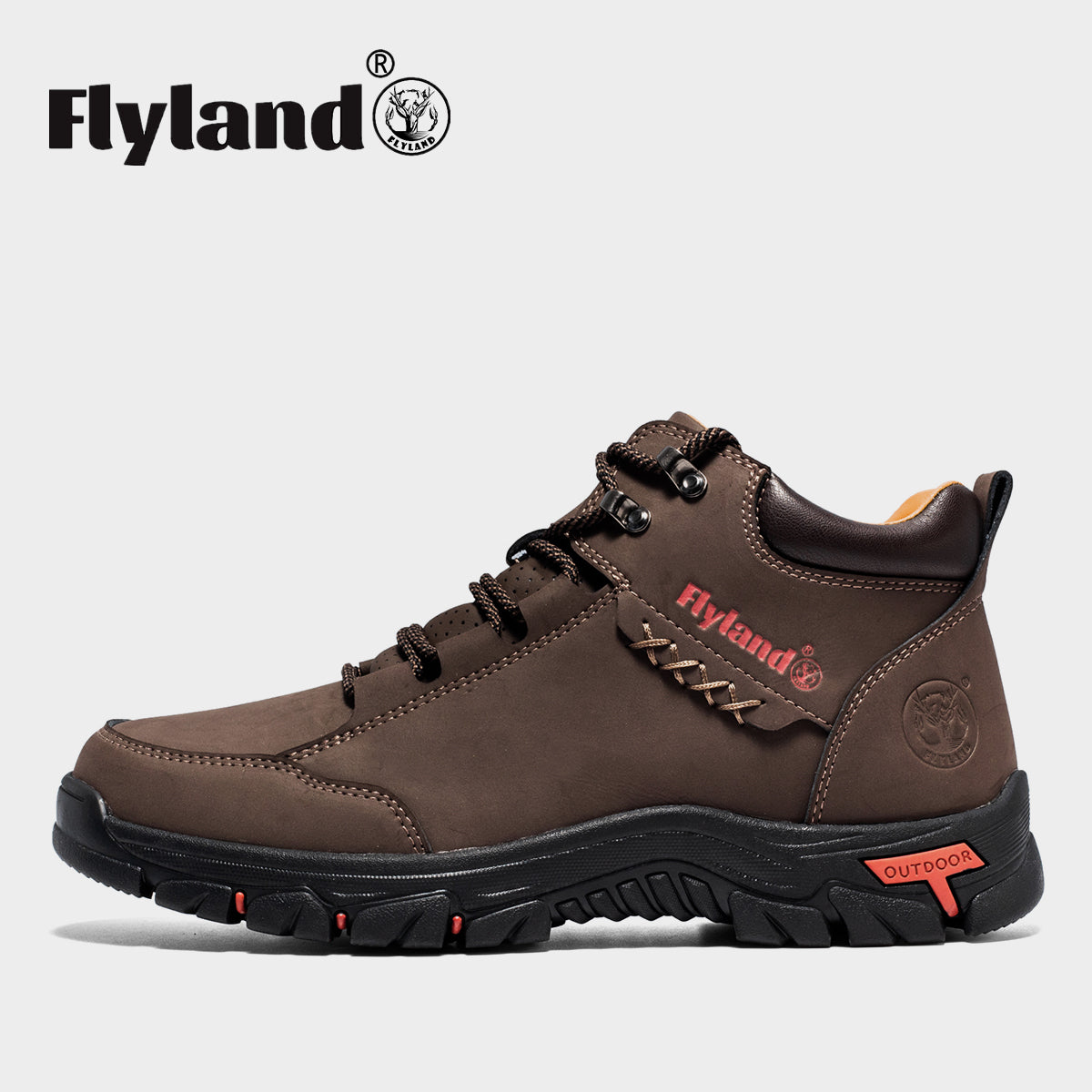 FLYLAND Men's Casual Leather Shoes Chukka Ankle Boots Handmade Fashion Shoes Non Slip Breathable Comfortable Mid Top for Driving Walking Outdoor