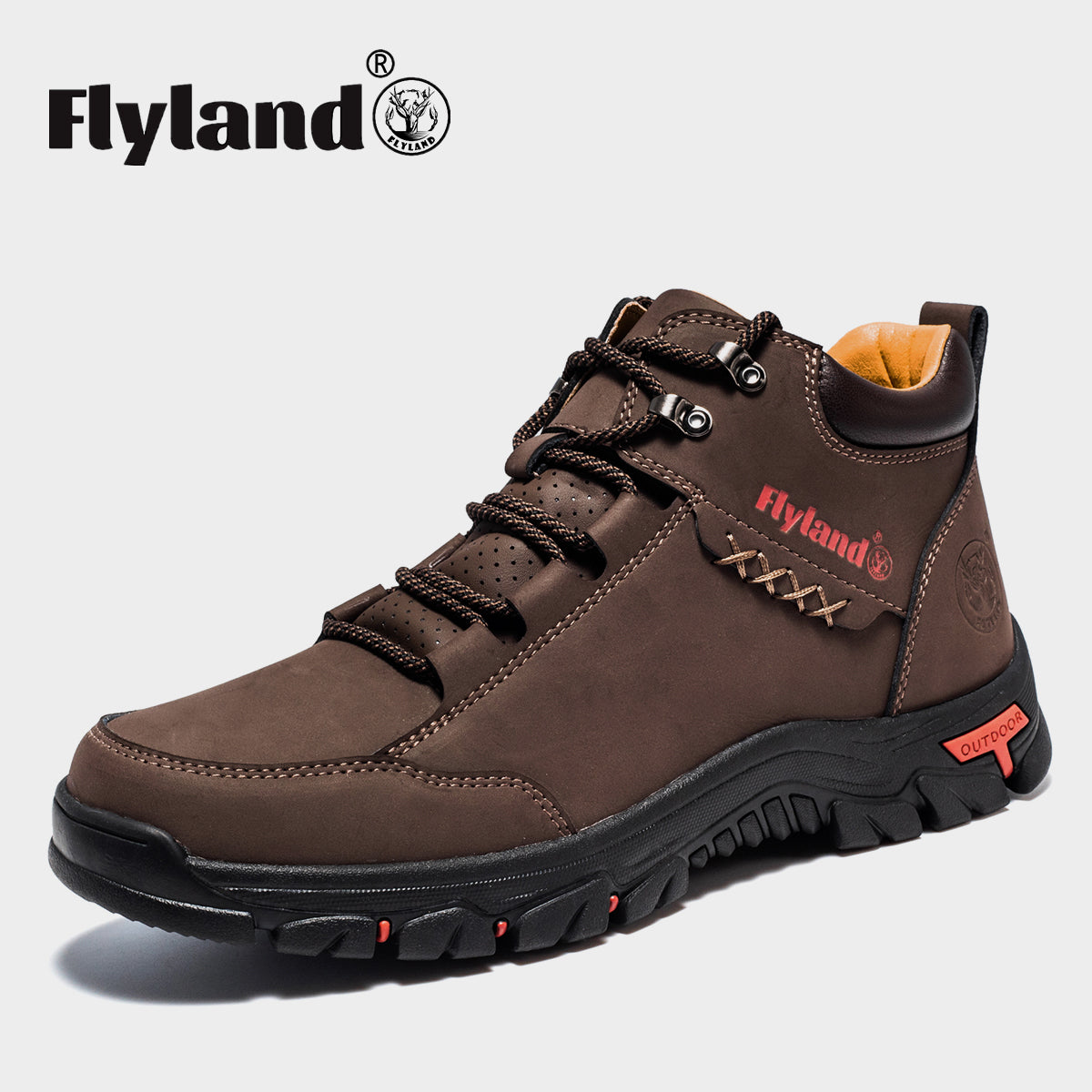 FLYLAND Men's Casual Leather Shoes Chukka Ankle Boots Handmade Fashion Shoes Non Slip Breathable Comfortable Mid Top for Driving Walking Outdoor