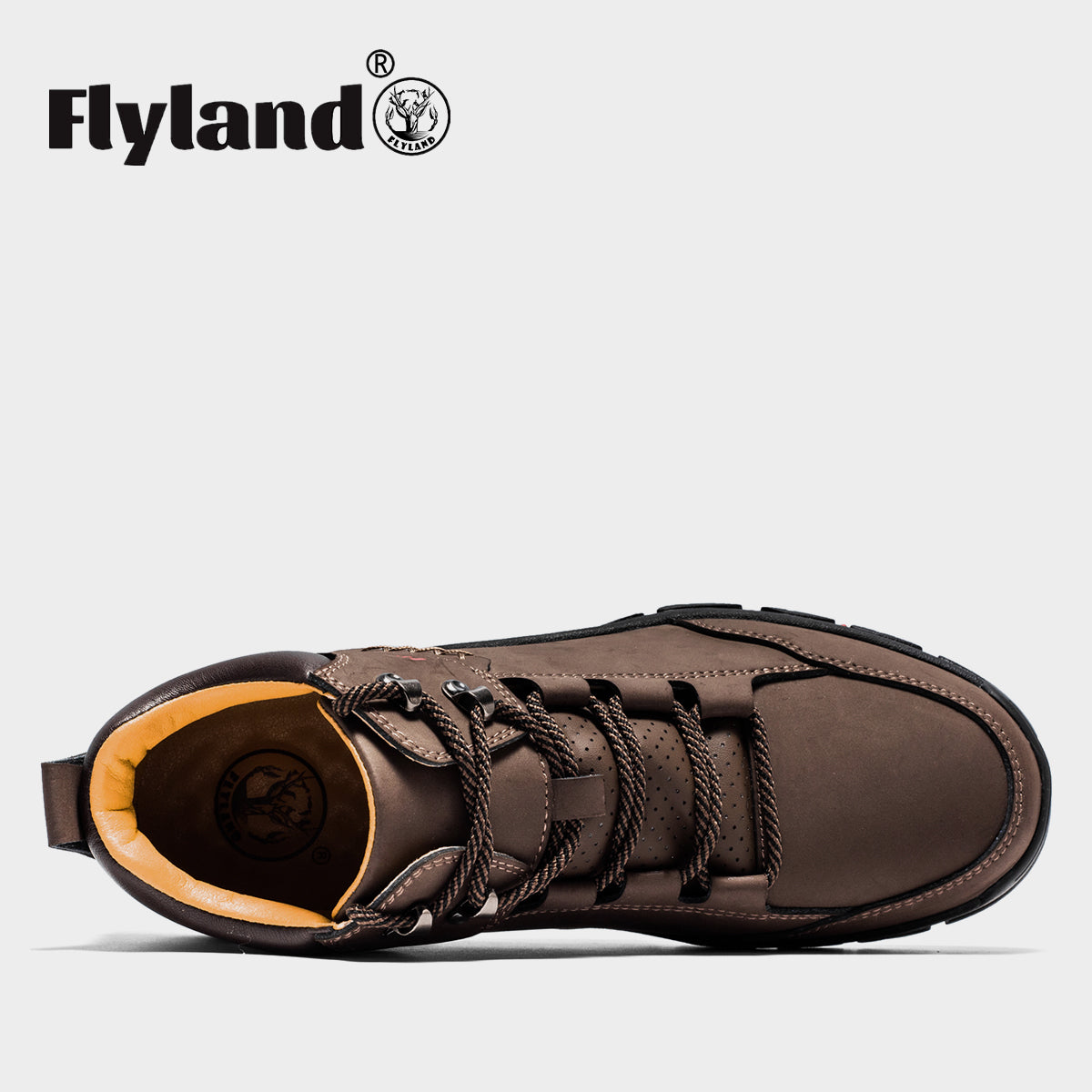 FLYLAND Men's Casual Leather Shoes Chukka Ankle Boots Handmade Fashion Shoes Non Slip Breathable Comfortable Mid Top for Driving Walking Outdoor