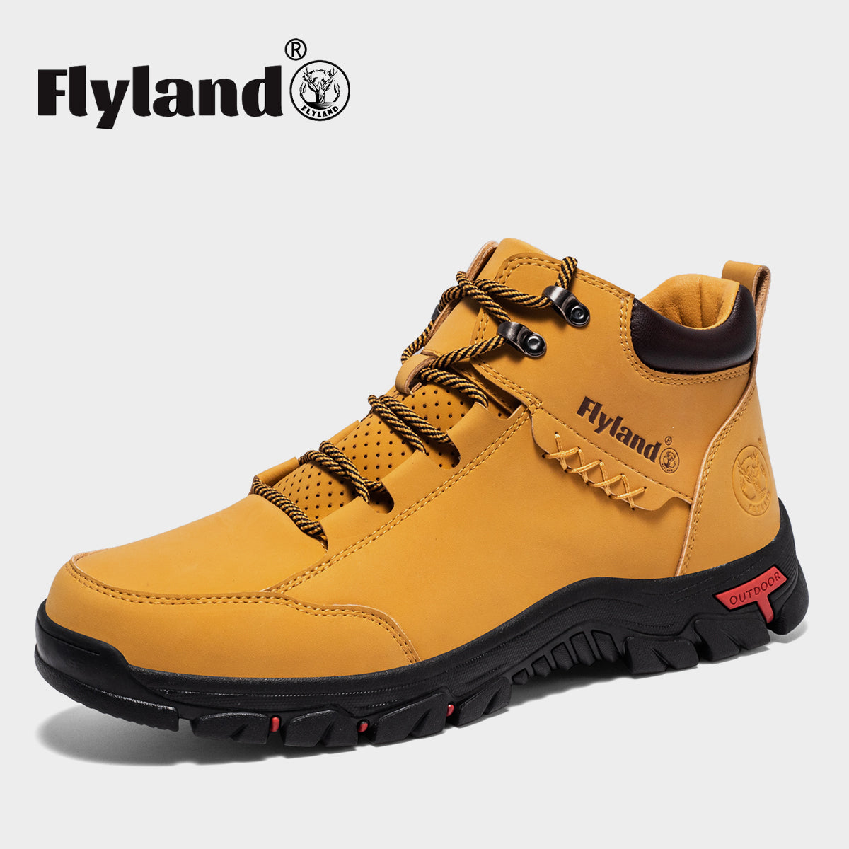 FLYLAND Men's Casual Leather Shoes Chukka Ankle Boots Handmade Fashion Shoes Non Slip Breathable Comfortable Mid Top for Driving Walking Outdoor