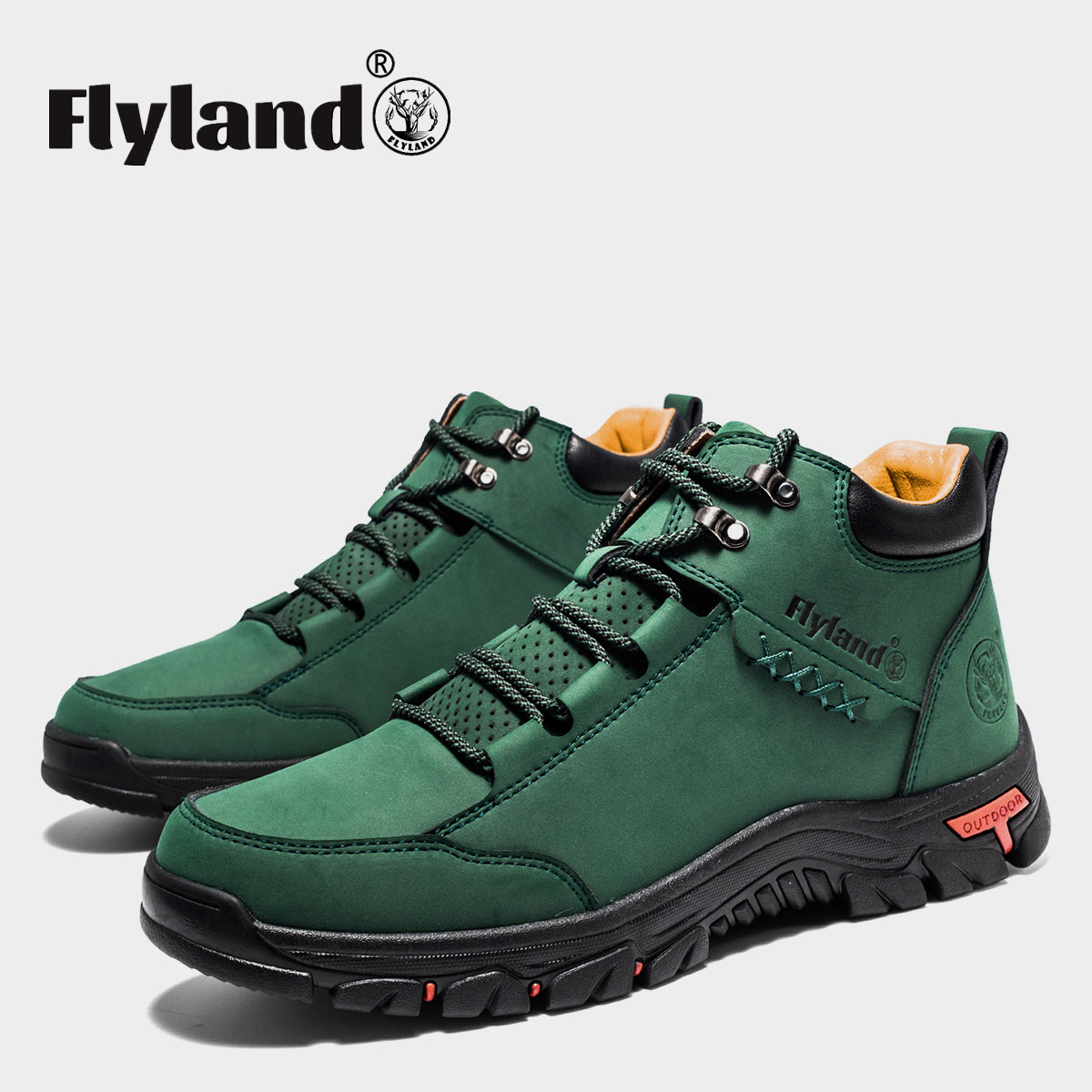 FLYLAND Men's Casual Leather Shoes Chukka Ankle Boots Handmade Fashion Shoes Non Slip Breathable Comfortable Mid Top for Driving Walking Outdoor