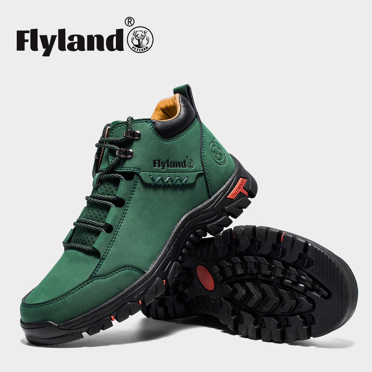 FLYLAND Men's Casual Leather Shoes Chukka Ankle Boots Handmade Fashion Shoes Non Slip Breathable Comfortable Mid Top for Driving Walking Outdoor