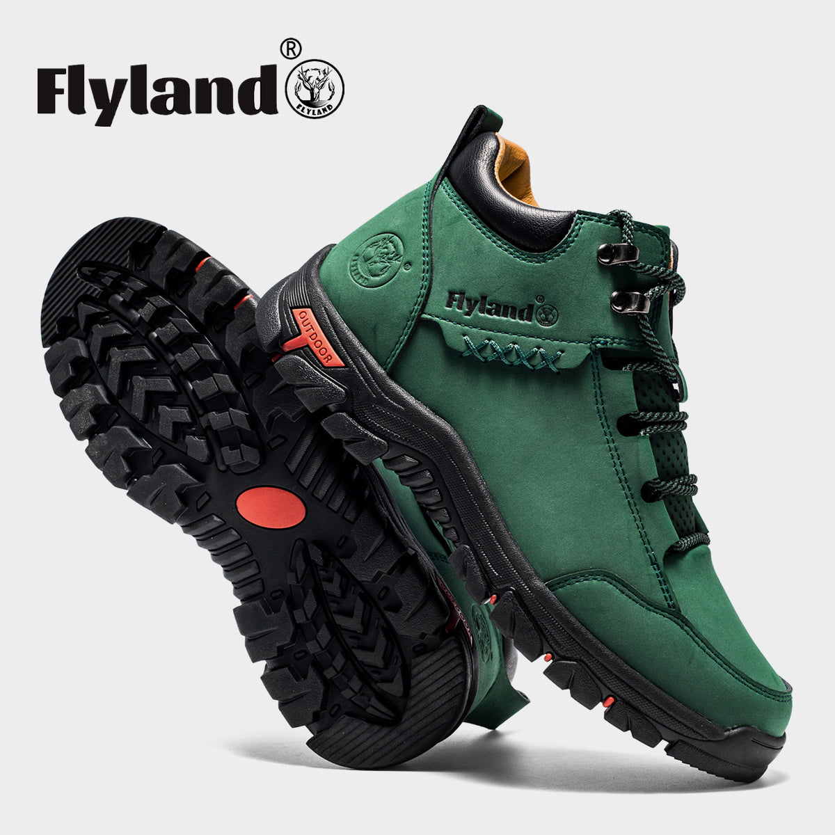 FLYLAND Men's Casual Leather Shoes Chukka Ankle Boots Handmade Fashion Shoes Non Slip Breathable Comfortable Mid Top for Driving Walking Outdoor