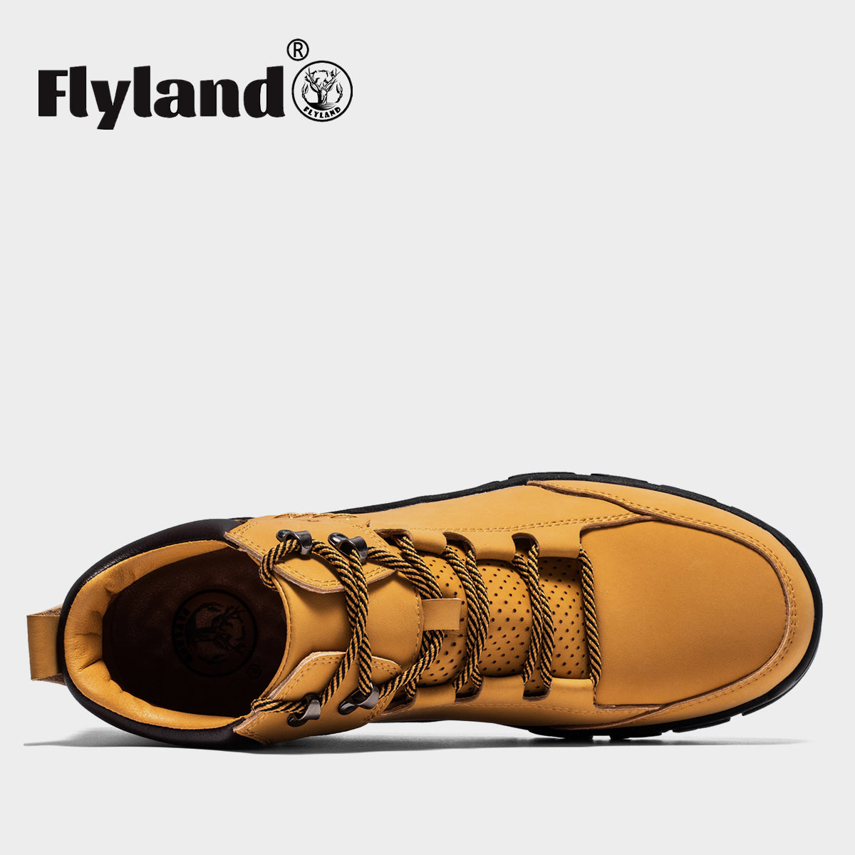 FLYLAND Men's Casual Leather Shoes Chukka Ankle Boots Handmade Fashion Shoes Non Slip Breathable Comfortable Mid Top for Driving Walking Outdoor