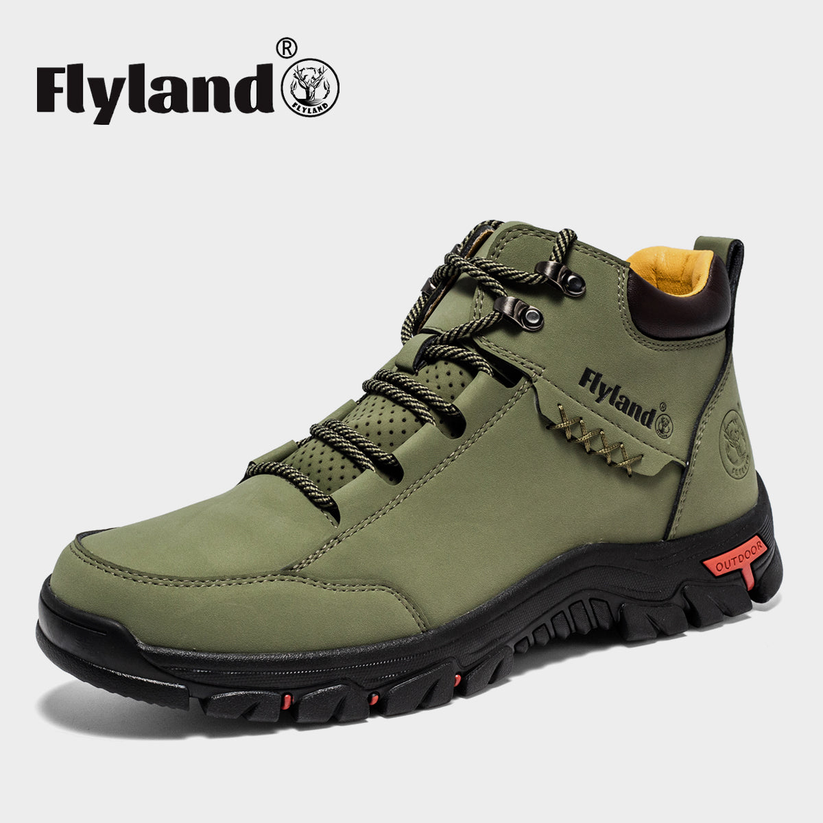 FLYLAND Men's Casual Leather Shoes Chukka Ankle Boots Handmade Fashion Shoes Non Slip Breathable Comfortable Mid Top for Driving Walking Outdoor