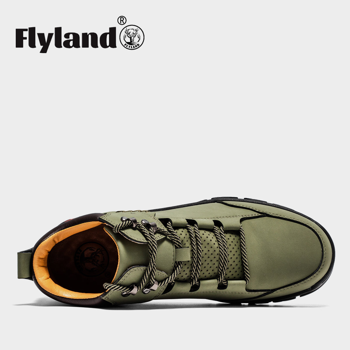 FLYLAND Men's Casual Leather Shoes Chukka Ankle Boots Handmade Fashion Shoes Non Slip Breathable Comfortable Mid Top for Driving Walking Outdoor