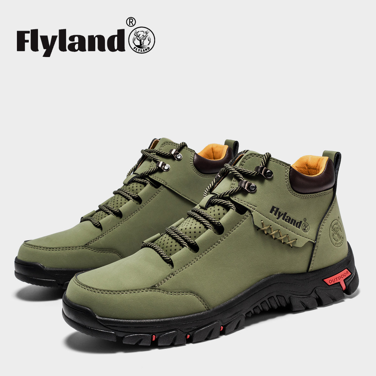 FLYLAND Men's Casual Leather Shoes Chukka Ankle Boots Handmade Fashion Shoes Non Slip Breathable Comfortable Mid Top for Driving Walking Outdoor