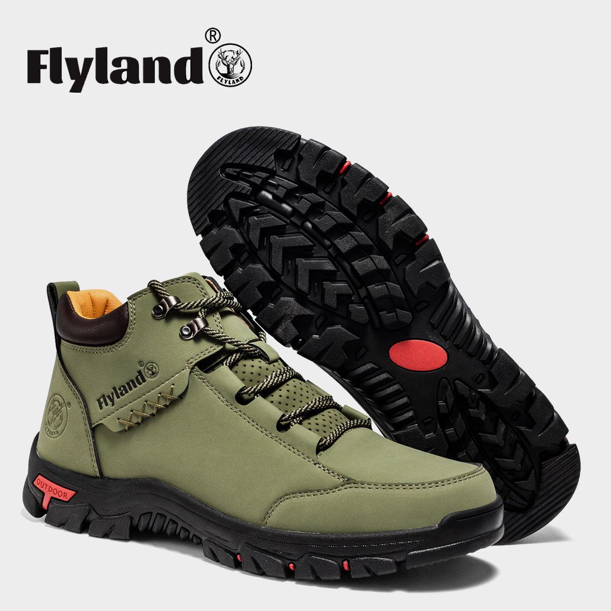 FLYLAND Men's Casual Leather Shoes Chukka Ankle Boots Handmade Fashion Shoes Non Slip Breathable Comfortable Mid Top for Driving Walking Outdoor