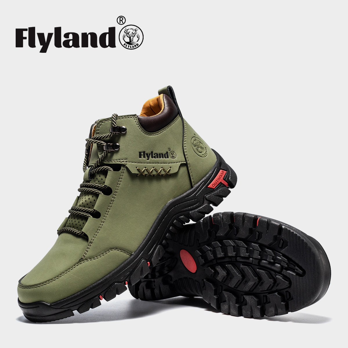 FLYLAND Men's Casual Leather Shoes Chukka Ankle Boots Handmade Fashion Shoes Non Slip Breathable Comfortable Mid Top for Driving Walking Outdoor