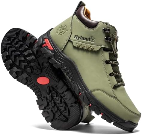FLYLAND Men's Casual Leather Shoes Chukka Ankle Boots Handmade Fashion Shoes Non Slip Breathable Comfortable Mid Top for Driving Walking Outdoor