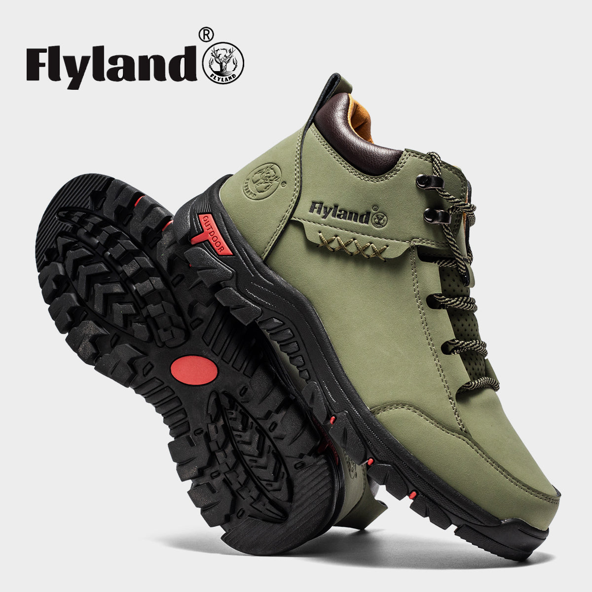 FLYLAND Men's Casual Leather Shoes Chukka Ankle Boots Handmade Fashion Shoes Non Slip Breathable Comfortable Mid Top for Driving Walking Outdoor
