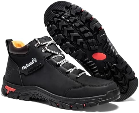 FLYLAND Men's Casual Leather Shoes Chukka Ankle Boots Handmade Fashion Shoes Non Slip Breathable Comfortable Mid Top for Driving Walking Outdoor