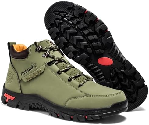 FLYLAND Men's Casual Leather Shoes Chukka Ankle Boots Handmade Fashion Shoes Non Slip Breathable Comfortable Mid Top for Driving Walking Outdoor