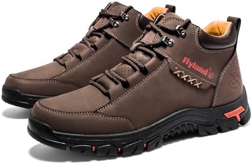FLYLAND Men's Casual Leather Shoes Chukka Ankle Boots Handmade Fashion Shoes Non Slip Breathable Comfortable Mid Top for Driving Walking Outdoor