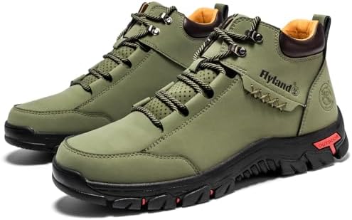 FLYLAND Men's Casual Leather Shoes Chukka Ankle Boots Handmade Fashion Shoes Non Slip Breathable Comfortable Mid Top for Driving Walking Outdoor
