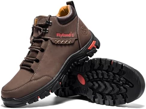 FLYLAND Men's Casual Leather Shoes Chukka Ankle Boots Handmade Fashion Shoes Non Slip Breathable Comfortable Mid Top for Driving Walking Outdoor