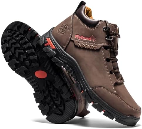 FLYLAND Men's Casual Leather Shoes Chukka Ankle Boots Handmade Fashion Shoes Non Slip Breathable Comfortable Mid Top for Driving Walking Outdoor
