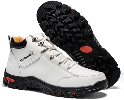 FLYLAND Men's Casual Leather Shoes Chukka Ankle Boots Handmade Fashion Shoes Non Slip Breathable Comfortable Mid Top for Driving Walking Outdoor