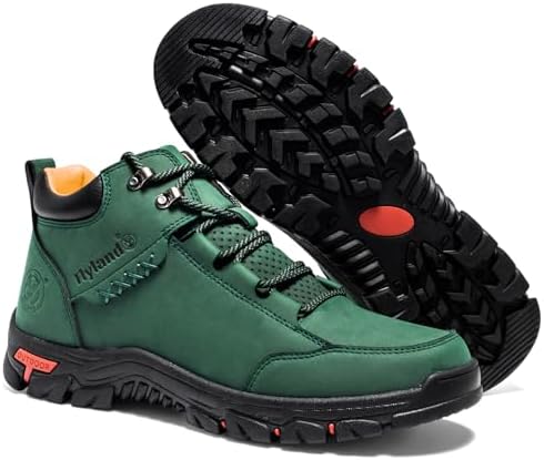 FLYLAND Men's Casual Leather Shoes Chukka Ankle Boots Handmade Fashion Shoes Non Slip Breathable Comfortable Mid Top for Driving Walking Outdoor