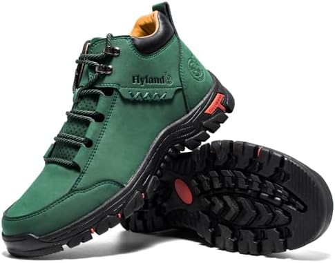 FLYLAND Men's Casual Leather Shoes Chukka Ankle Boots Handmade Fashion Shoes Non Slip Breathable Comfortable Mid Top for Driving Walking Outdoor