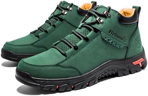 FLYLAND Men's Casual Leather Shoes Chukka Ankle Boots Handmade Fashion Shoes Non Slip Breathable Comfortable Mid Top for Driving Walking Outdoor