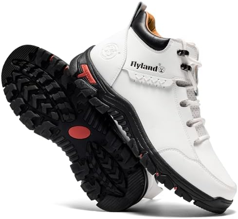 FLYLAND Men's Casual Leather Shoes Chukka Ankle Boots Handmade Fashion Shoes Non Slip Breathable Comfortable Mid Top for Driving Walking Outdoor