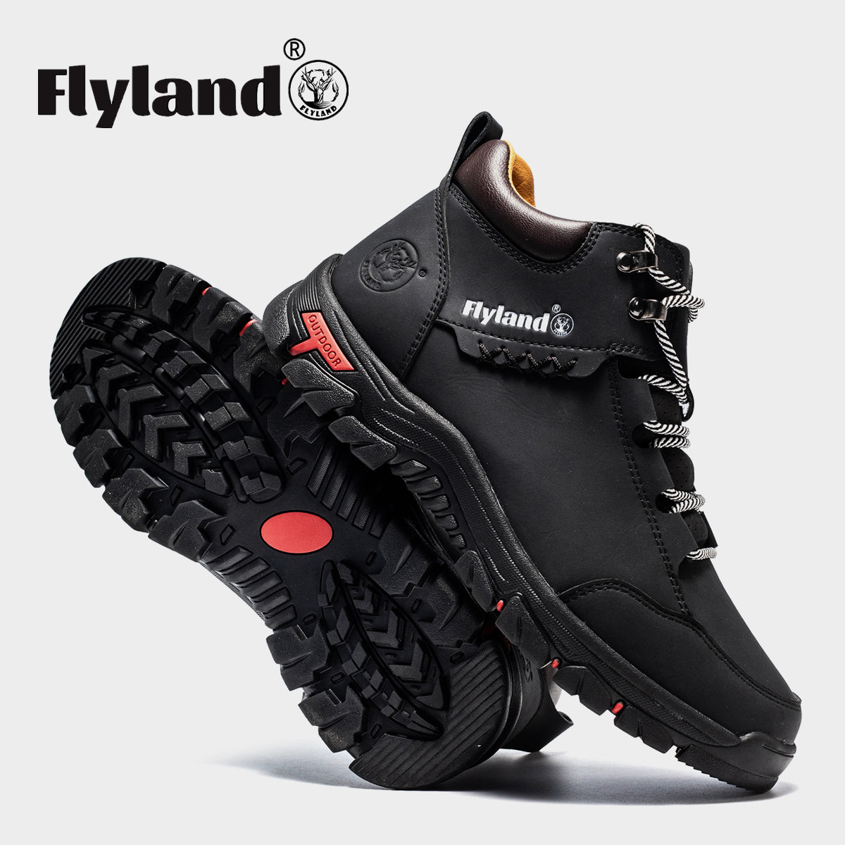 FLYLAND Men's Casual Leather Shoes Chukka Ankle Boots Handmade Fashion Shoes Non Slip Breathable Comfortable Mid Top for Driving Walking Outdoor