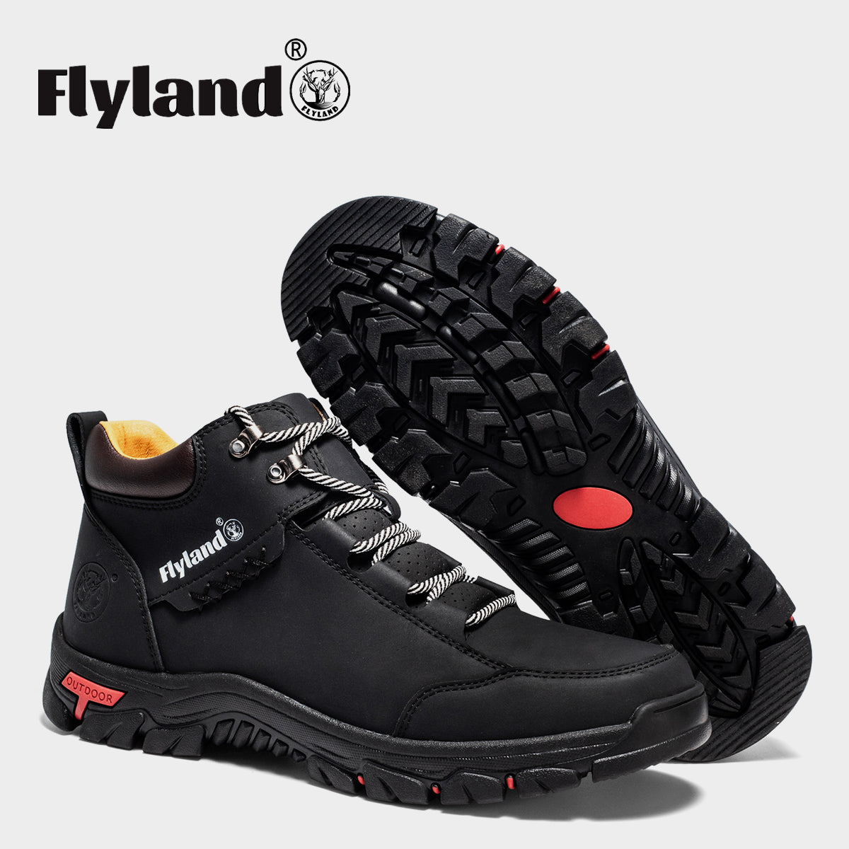 FLYLAND Men's Casual Leather Shoes Chukka Ankle Boots Handmade Fashion Shoes Non Slip Breathable Comfortable Mid Top for Driving Walking Outdoor