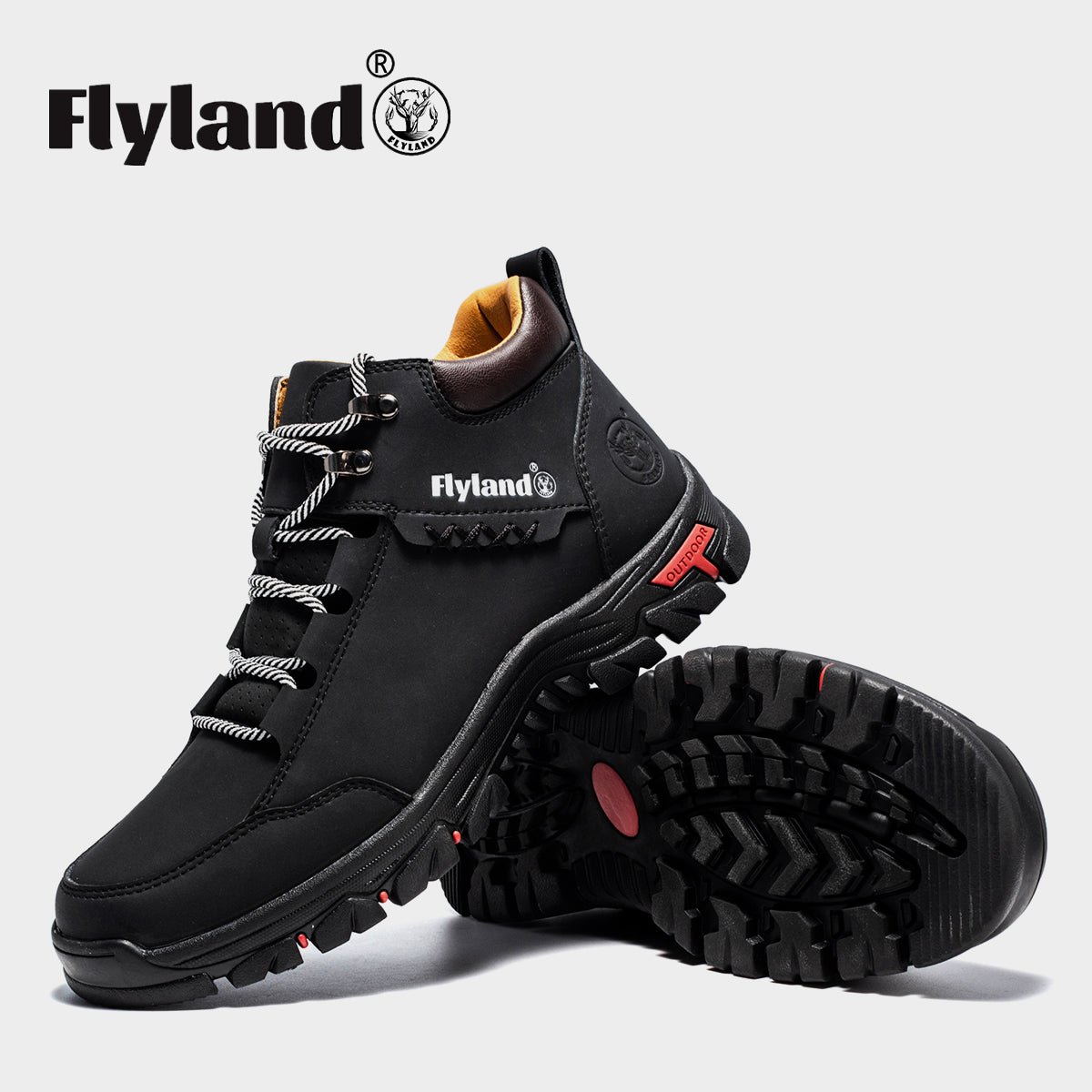 FLYLAND Men's Casual Leather Shoes Chukka Ankle Boots Handmade Fashion Shoes Non Slip Breathable Comfortable Mid Top for Driving Walking Outdoor