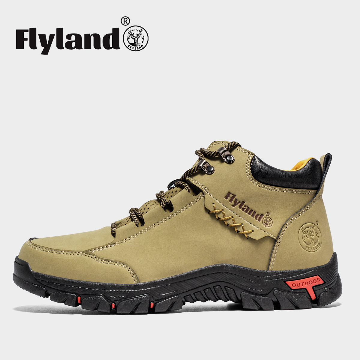 FLYLAND Men's Casual Leather Shoes Chukka Ankle Boots Handmade Fashion Shoes Non Slip Breathable Comfortable Mid Top for Driving Walking Outdoor
