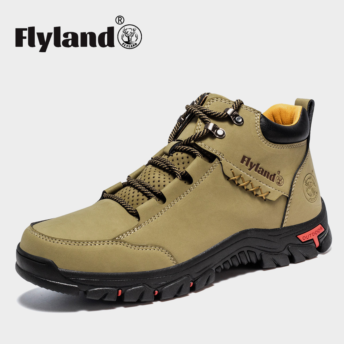 FLYLAND Men's Casual Leather Shoes Chukka Ankle Boots Handmade Fashion Shoes Non Slip Breathable Comfortable Mid Top for Driving Walking Outdoor