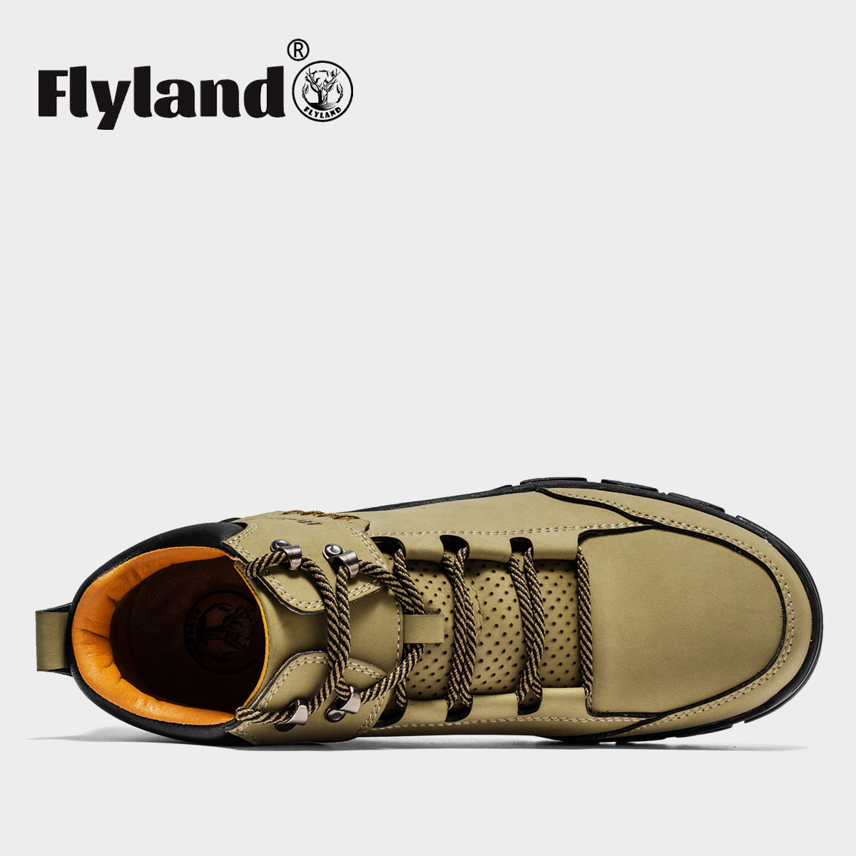FLYLAND Men's Casual Leather Shoes Chukka Ankle Boots Handmade Fashion Shoes Non Slip Breathable Comfortable Mid Top for Driving Walking Outdoor