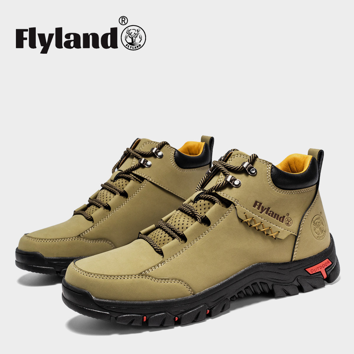 FLYLAND Men's Casual Leather Shoes Chukka Ankle Boots Handmade Fashion Shoes Non Slip Breathable Comfortable Mid Top for Driving Walking Outdoor