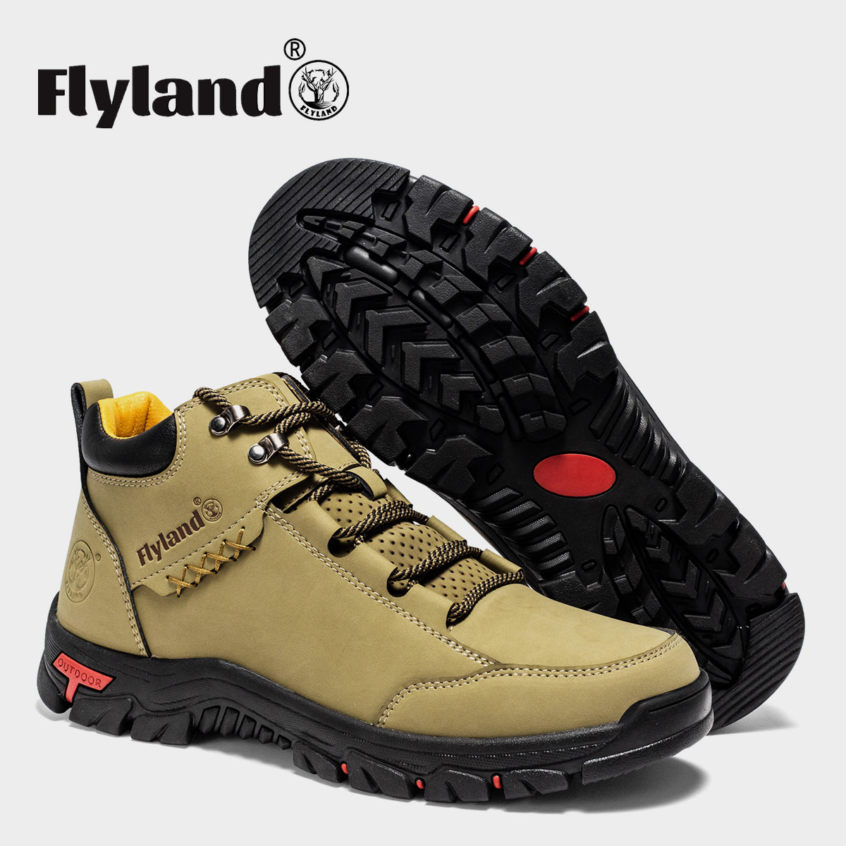 FLYLAND Men's Casual Leather Shoes Chukka Ankle Boots Handmade Fashion Shoes Non Slip Breathable Comfortable Mid Top for Driving Walking Outdoor