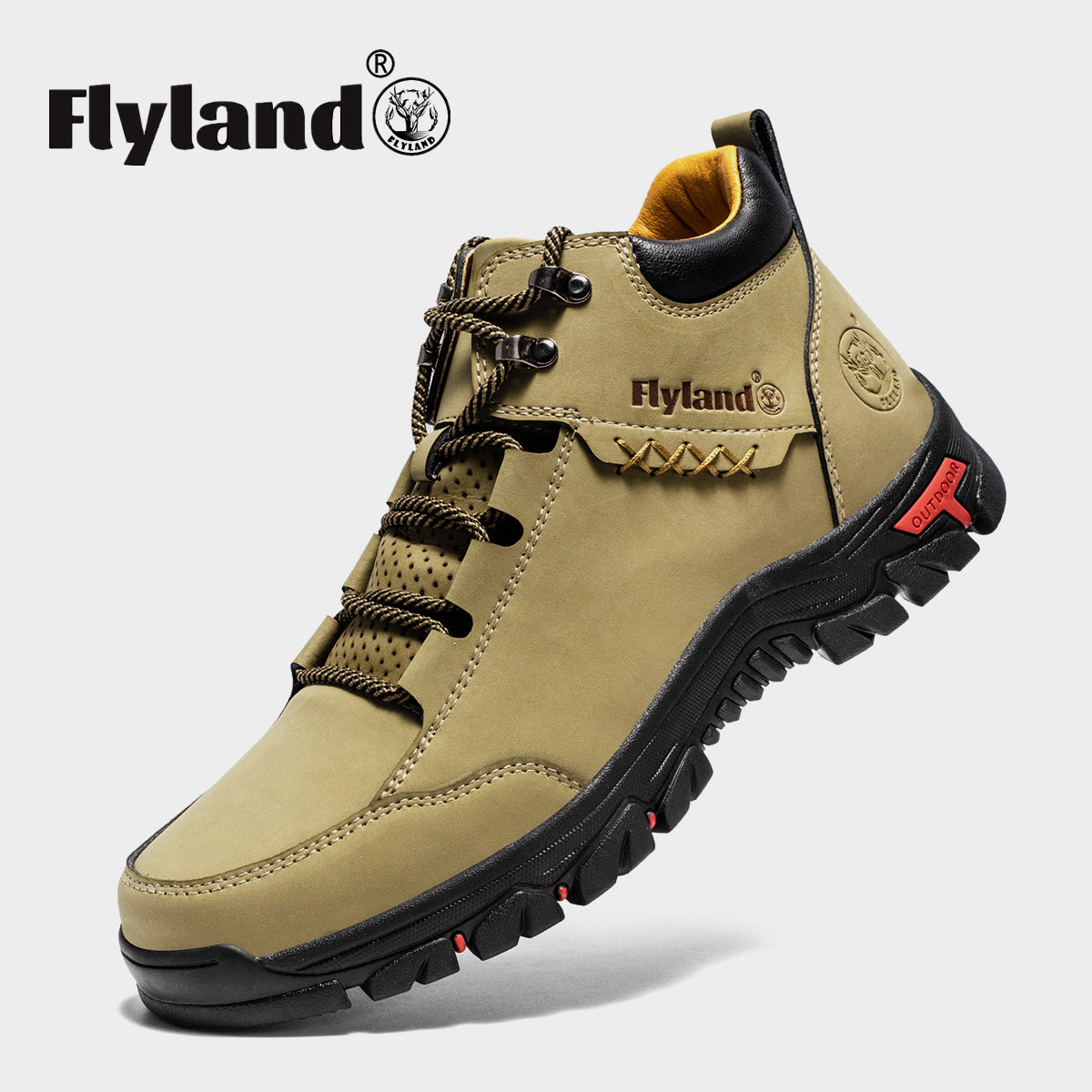FLYLAND Men's Casual Leather Shoes Chukka Ankle Boots Handmade Fashion Shoes Non Slip Breathable Comfortable Mid Top for Driving Walking Outdoor