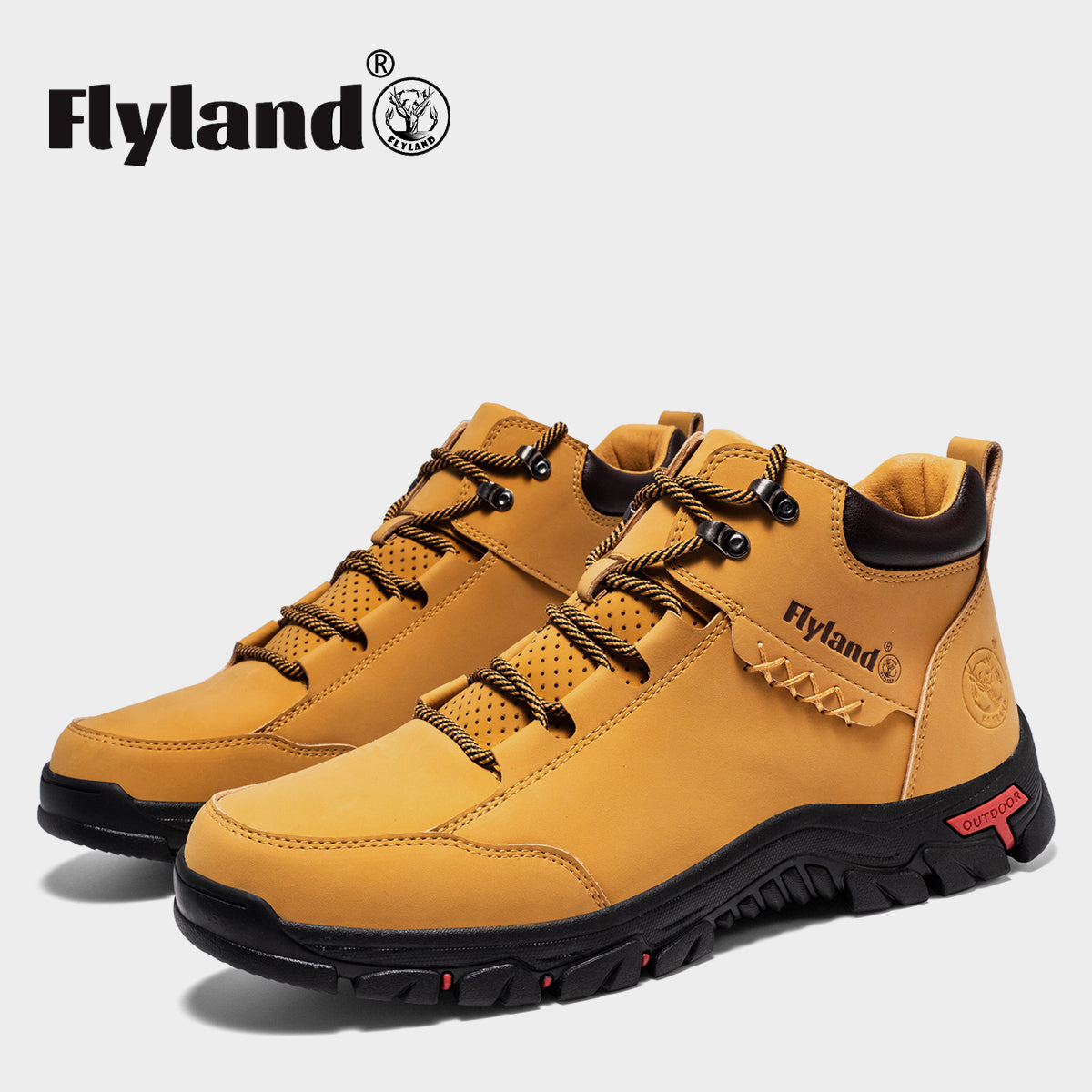 FLYLAND Men's Casual Leather Shoes Chukka Ankle Boots Handmade Fashion Shoes Non Slip Breathable Comfortable Mid Top for Driving Walking Outdoor