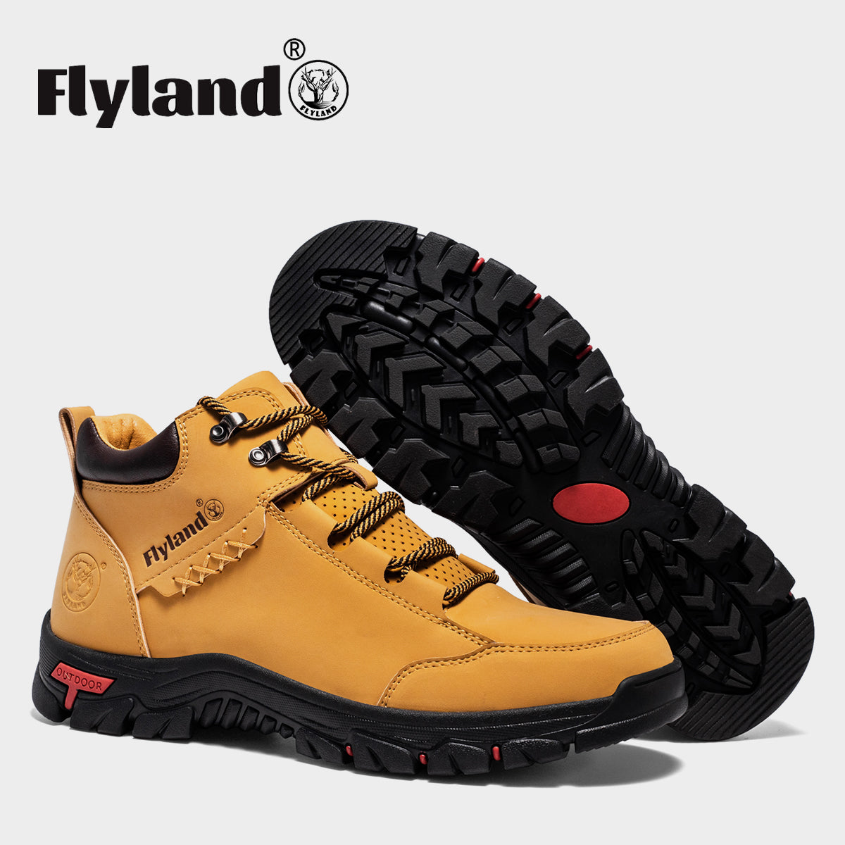 FLYLAND Men's Casual Leather Shoes Chukka Ankle Boots Handmade Fashion Shoes Non Slip Breathable Comfortable Mid Top for Driving Walking Outdoor