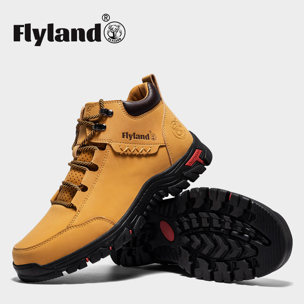 FLYLAND Men's Casual Leather Shoes Chukka Ankle Boots Handmade Fashion Shoes Non Slip Breathable Comfortable Mid Top for Driving Walking Outdoor