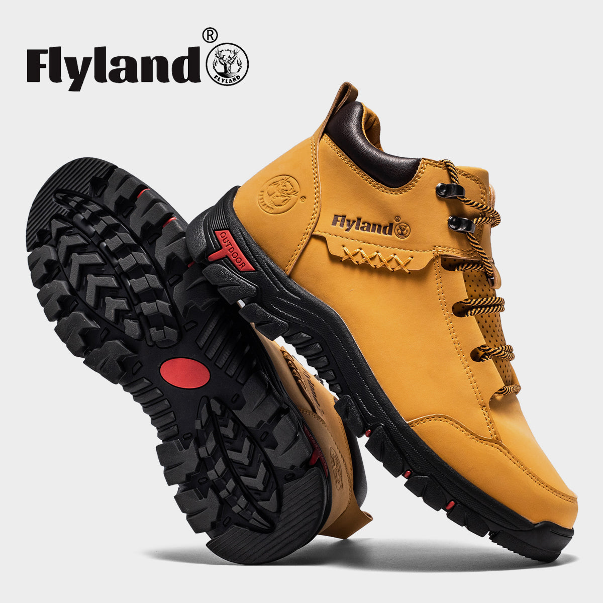 FLYLAND Men's Casual Leather Shoes Chukka Ankle Boots Handmade Fashion Shoes Non Slip Breathable Comfortable Mid Top for Driving Walking Outdoor