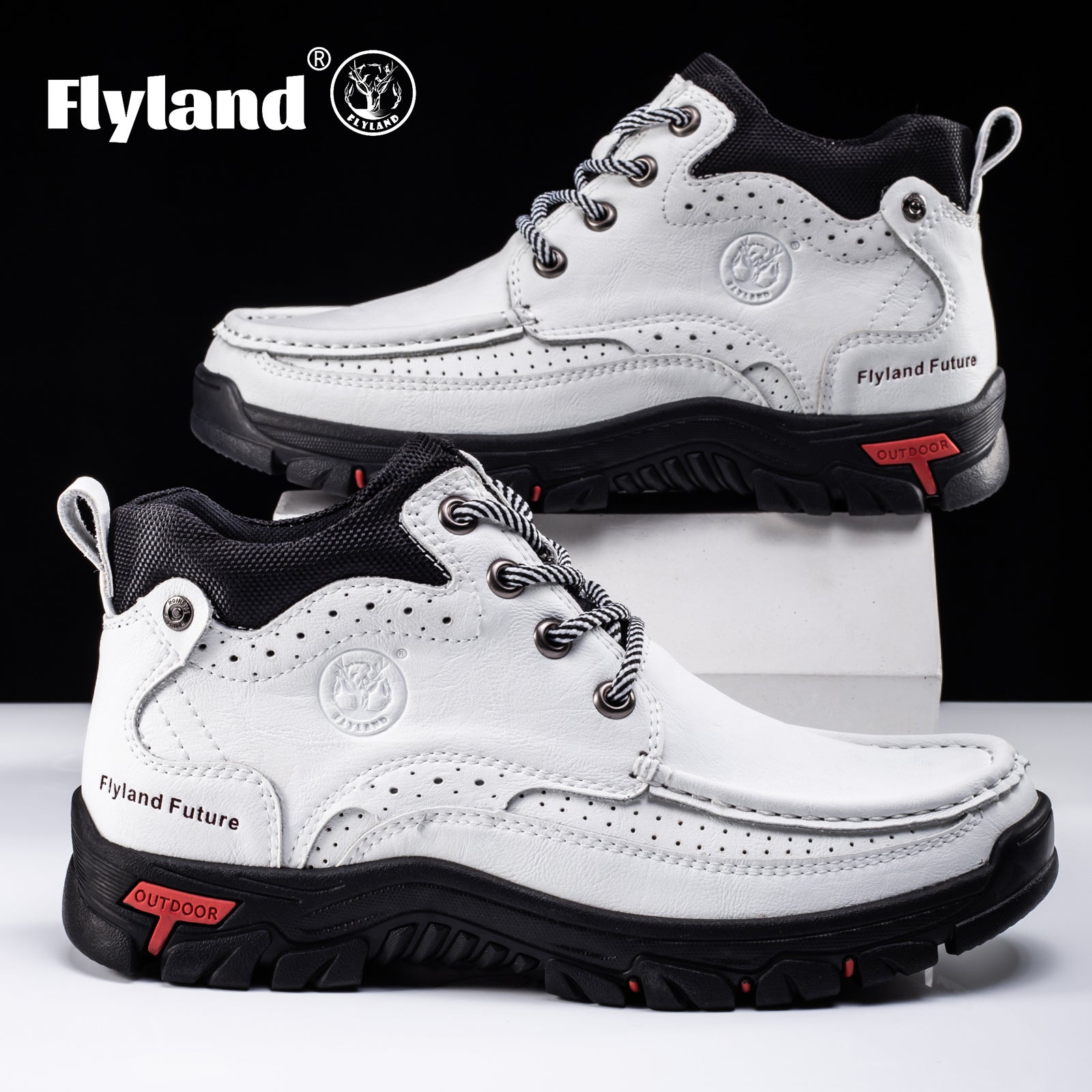 FLYLAND Men's Casual Boots Vintage Leather Ankle Dress Boot Chukka Boots Mid Top Non-Slip Driving Walking Shoes