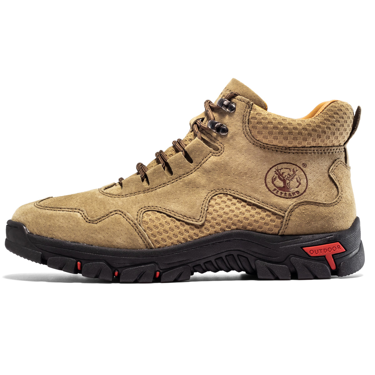 FLYLAND Men's Chukka Boots Casual Leather Shoes Ankle Shoes Non Slip Breathable Comfortable Mid Top for Driving Walking Outdoor
