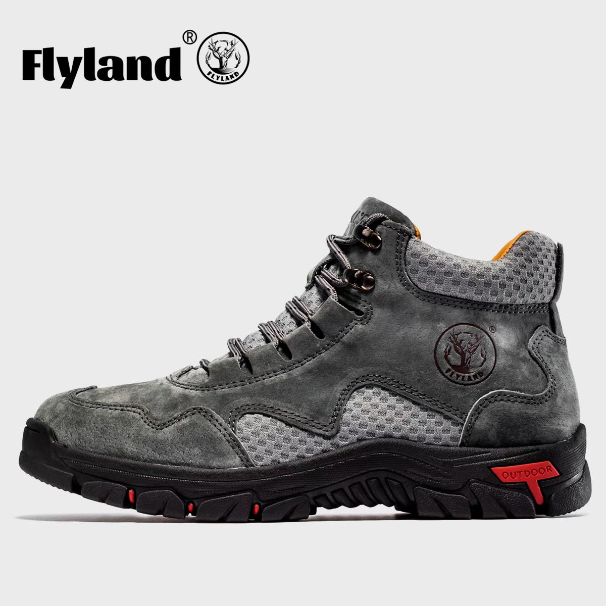 FLYLAND Men's Chukka Boots Casual Leather Shoes Ankle Shoes Non Slip Breathable Comfortable Mid Top for Driving Walking Outdoor