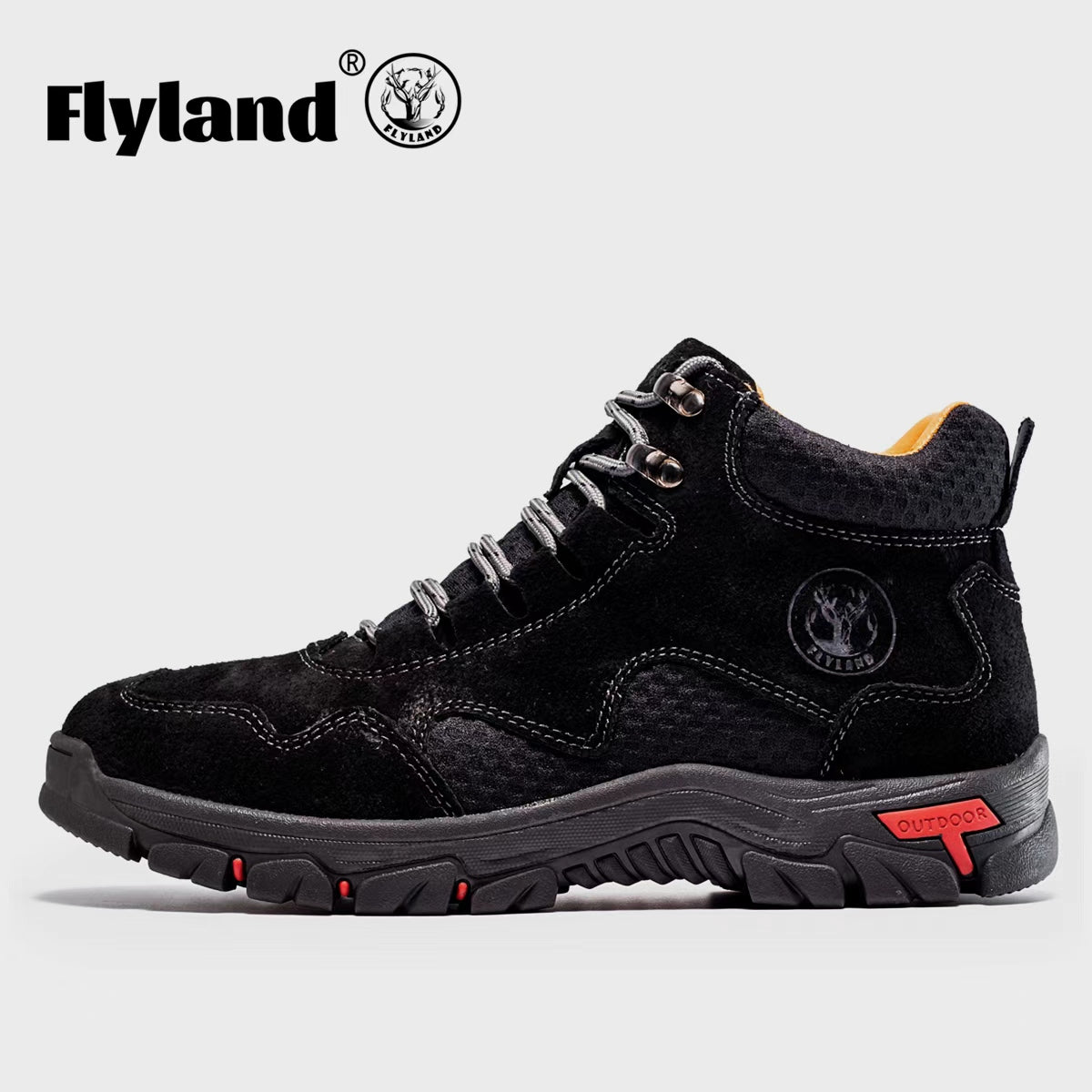 FLYLAND Men's Chukka Boots Casual Leather Shoes Ankle Shoes Non Slip Breathable Comfortable Mid Top for Driving Walking Outdoor