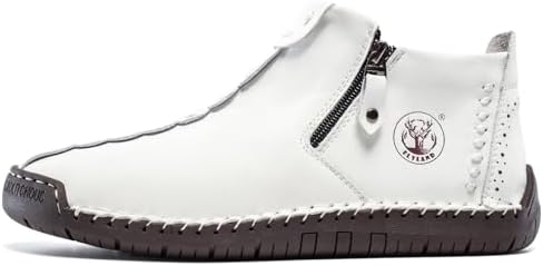 FLYLAND Men's Casual Leather Handmade Fashion Sneakers Ankle Chukka Boots Lightweight Mid-top Dress Shoes Walking Driving Shoe