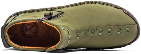 FLYLAND Men's Casual Leather Handmade Fashion Sneakers Ankle Chukka Boots Lightweight Mid-top Dress Shoes Walking Driving Shoe