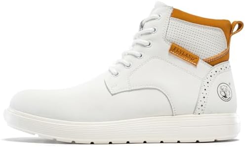 FLYLAND Men's Fashion Sneaker Chukka Boots Lace Up Leather Ankle Dress Boot Lightweight Non-Slip Walking Shoes